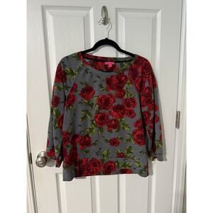 BETSEY JOHNSON Size Small Floral Multicolor Long Sleeve Blouse